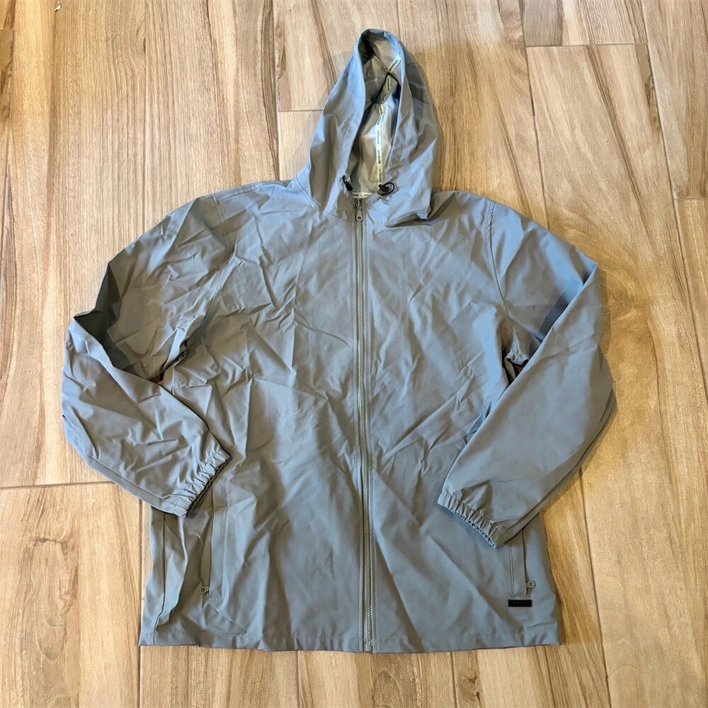 Voyager Windbreaker Jacket Men's XL Gray Lightweight Hooded Full Zip